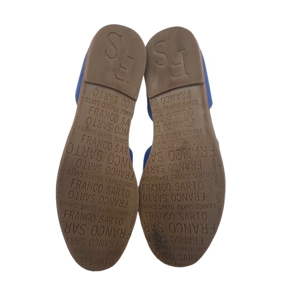 Franco Sarto Blue Suede Venezia Peep Toe Sandals Size 8 1/2 Women's - Picture 9 of 10